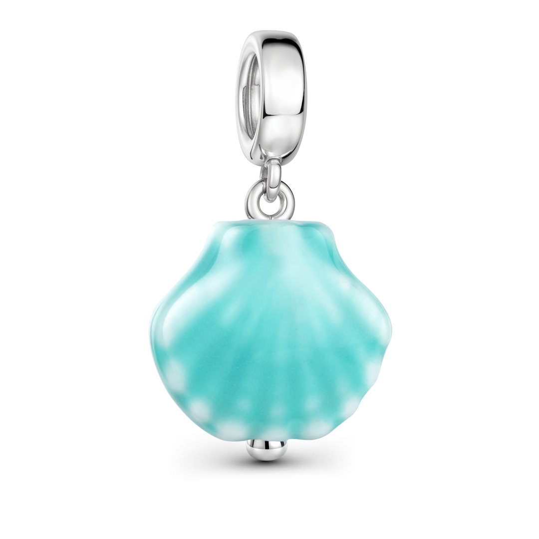 Gnoce Ceramic Shell Dangle Charm Platinum-plated Silver Blend_5