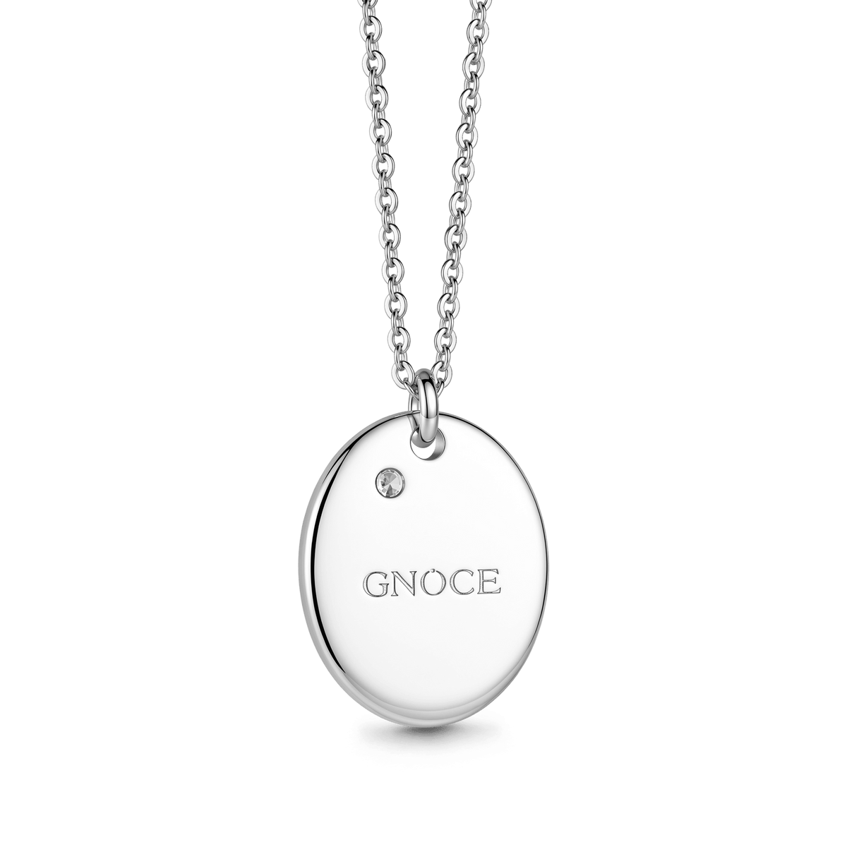 Gnoce Name Personalized Birth Flower Birthstone Oval Pendant Necklace Platinum-plated Silver Blend_5