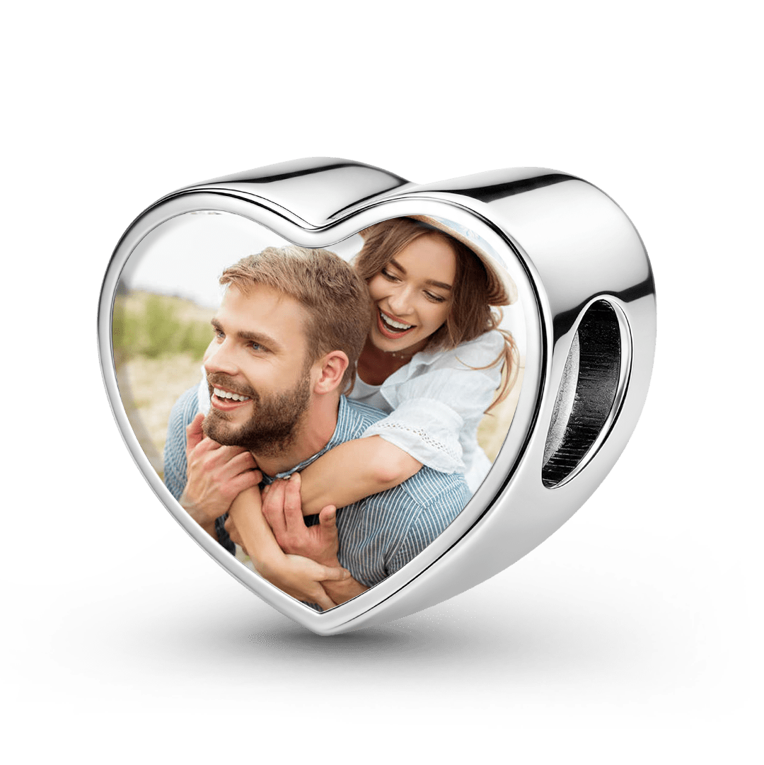 Gnoce Photo Personalized Couple Heart Bead Stainless Steel_5