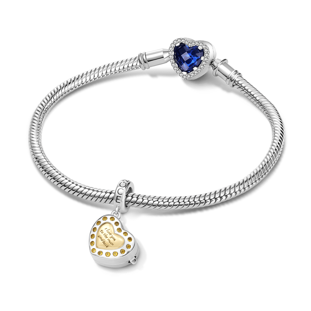 Gnoce Multi‑functional Engraving Heart Birthstone Locket Clasp Dangle Charm Platinum‑plated Silver Blend_5