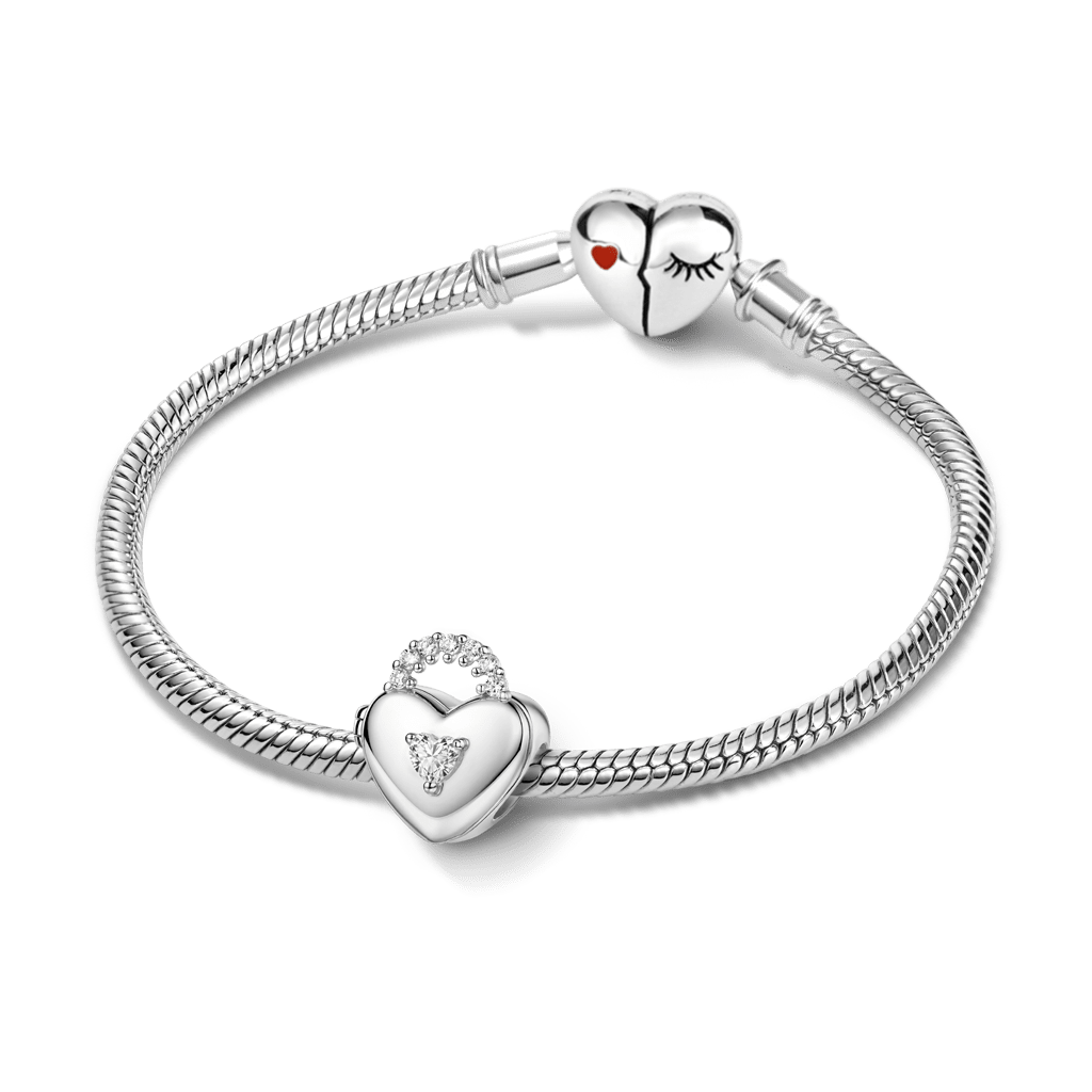 Gnoce Birthstone Custom Engravable Heart Locket Bead Charm Platinum‑plated Silver Blend_4