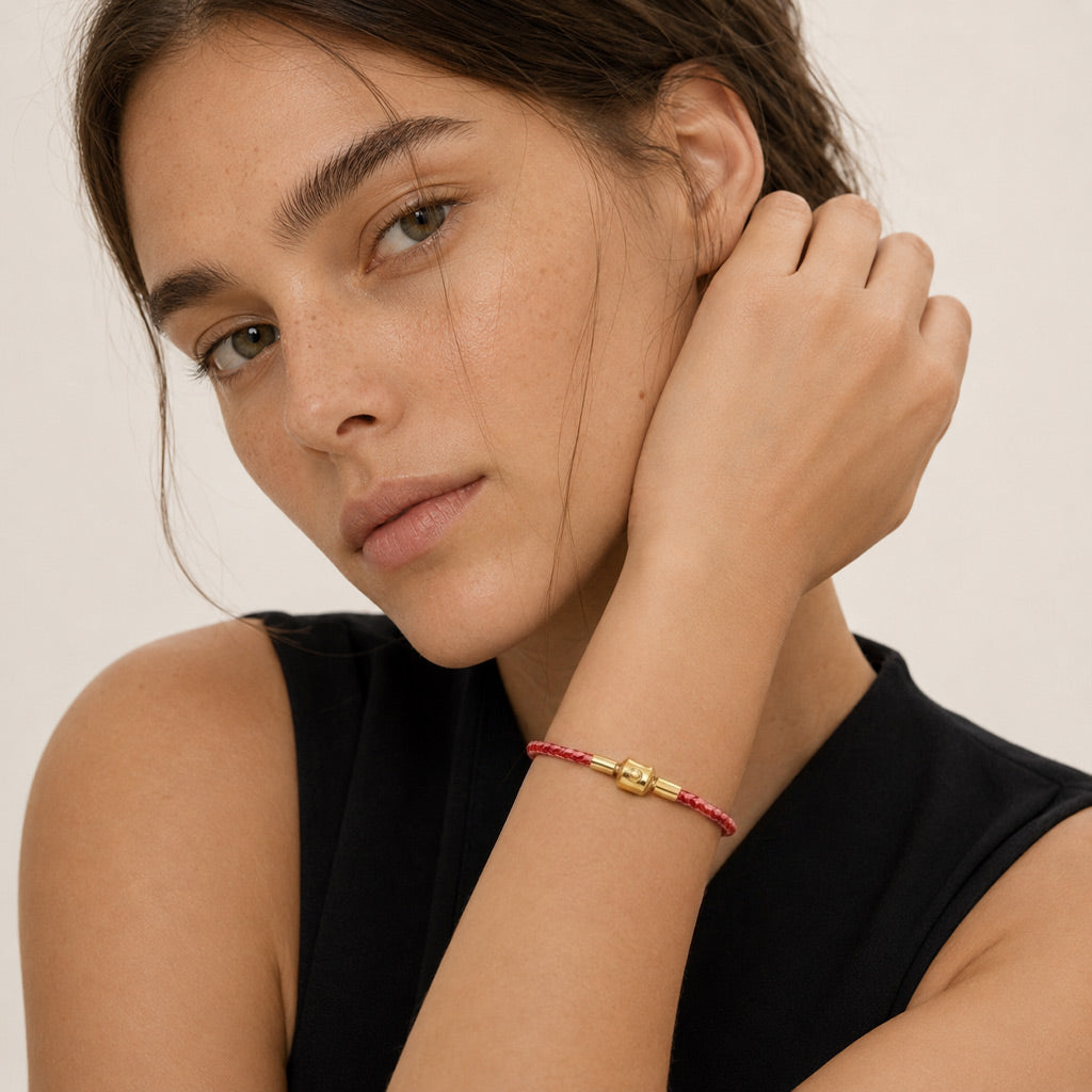 Gnoce Purple‑Red Two‑Tone Round Snap‑Lock Basic Bracelet_3