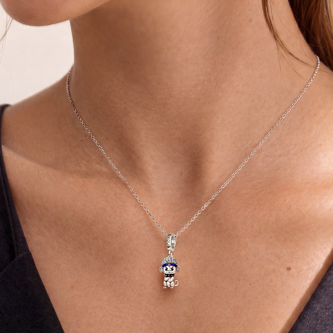 Gnoce Punk Glow‑in‑the‑dark Troublemaker Monkey Rebel Clasp Dangle Charm Platinum‑plated Silver Blend_5