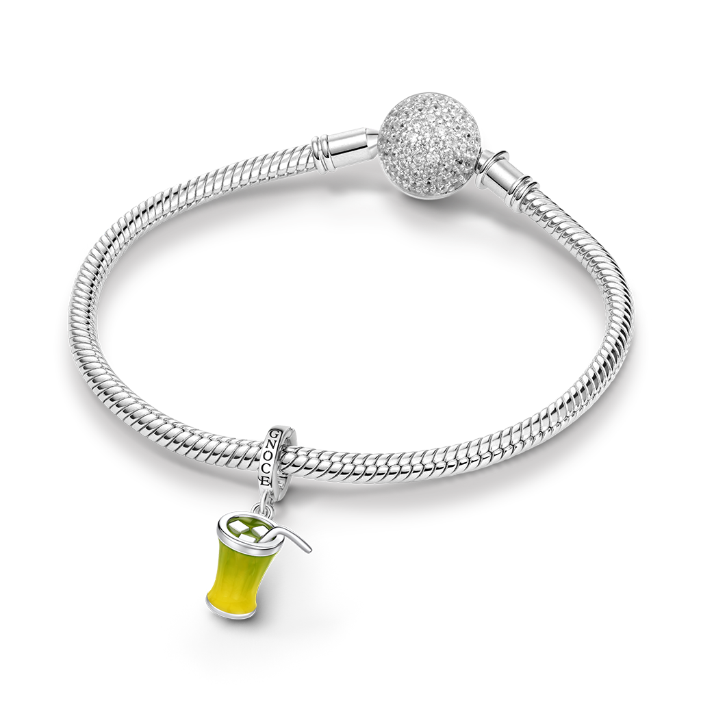 Gnoce Matcha Latte Dangle Charm Platinum-plated Silver Blend_3