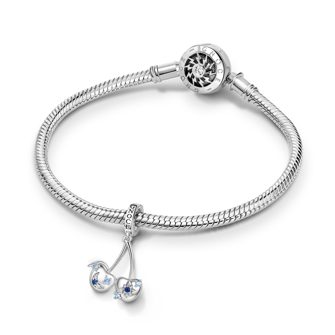 Gnoce Natural Cherry Dangle Charm Platinum-plated Silver Blend_3