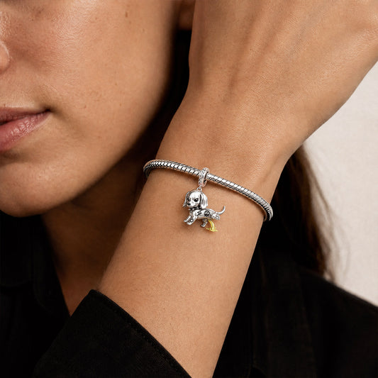 Gnoce Punk Glow‑in‑the‑dark Protective Dog Rebel Clasp Dangle Charm Platinum‑plated Silver Blend_5