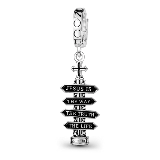 Gnoce Religious Cross Signpost Clasp Dangle Charm Black Gold-plated Silver Blend_1