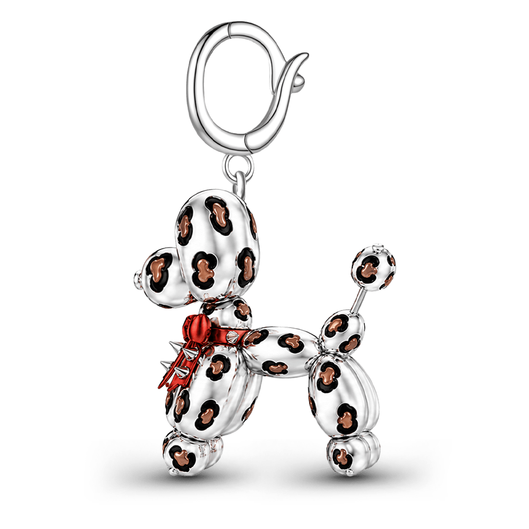 Gnoce British Punk Leopard Print Balloon Dog Clasp Dangle Charm Platinum‑plated Silver Blend_5