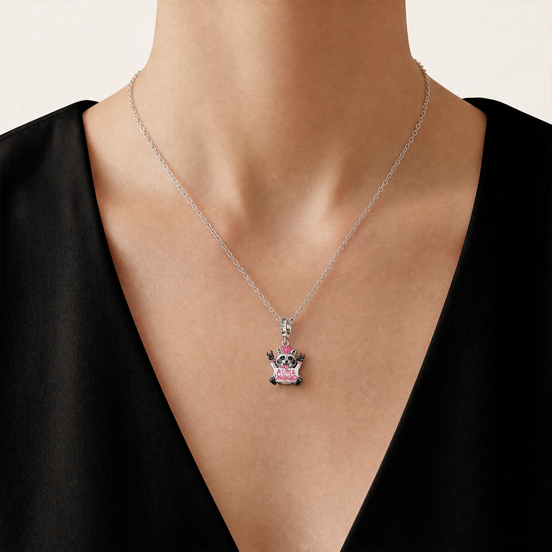 Gnoce Glow-in-the-dark Punk Raccoon Clasp Dangle Charm Platinum-plated Silver Blend_5