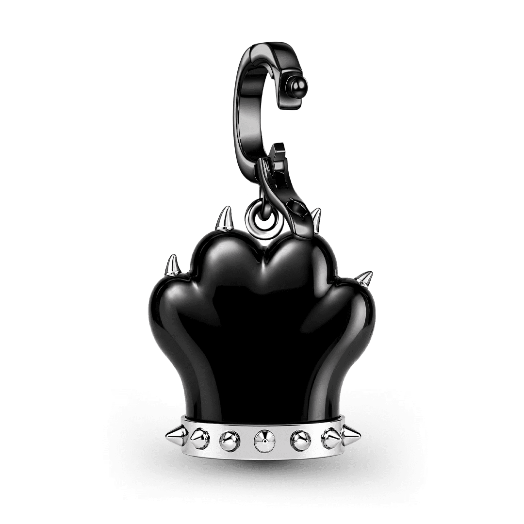 Gnoce Glow-in-the-dark Punk Spiked Cat Paw Clasp Dangle Charm Black Gold-plated Silver Blend_7