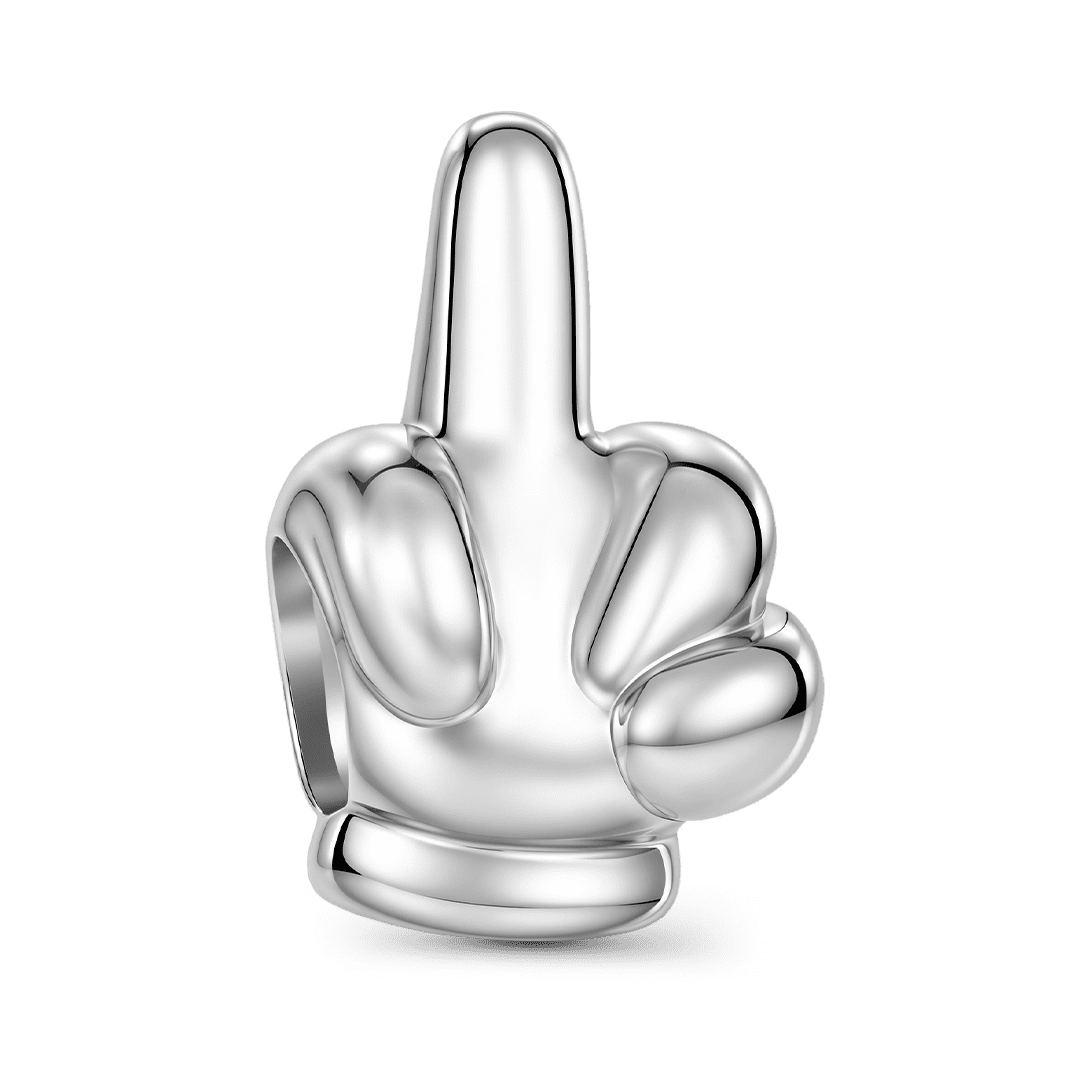 Gnoce Cute Middle Finger Bead Platinum-plated Silver Blend_5