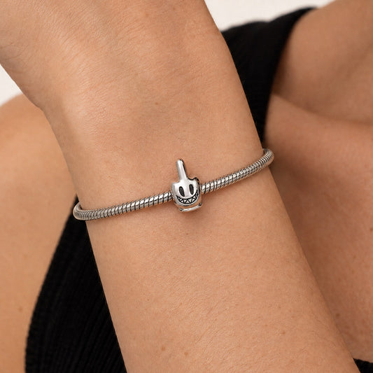 Gnoce Cute Middle Finger Bead Platinum-plated Silver Blend_2