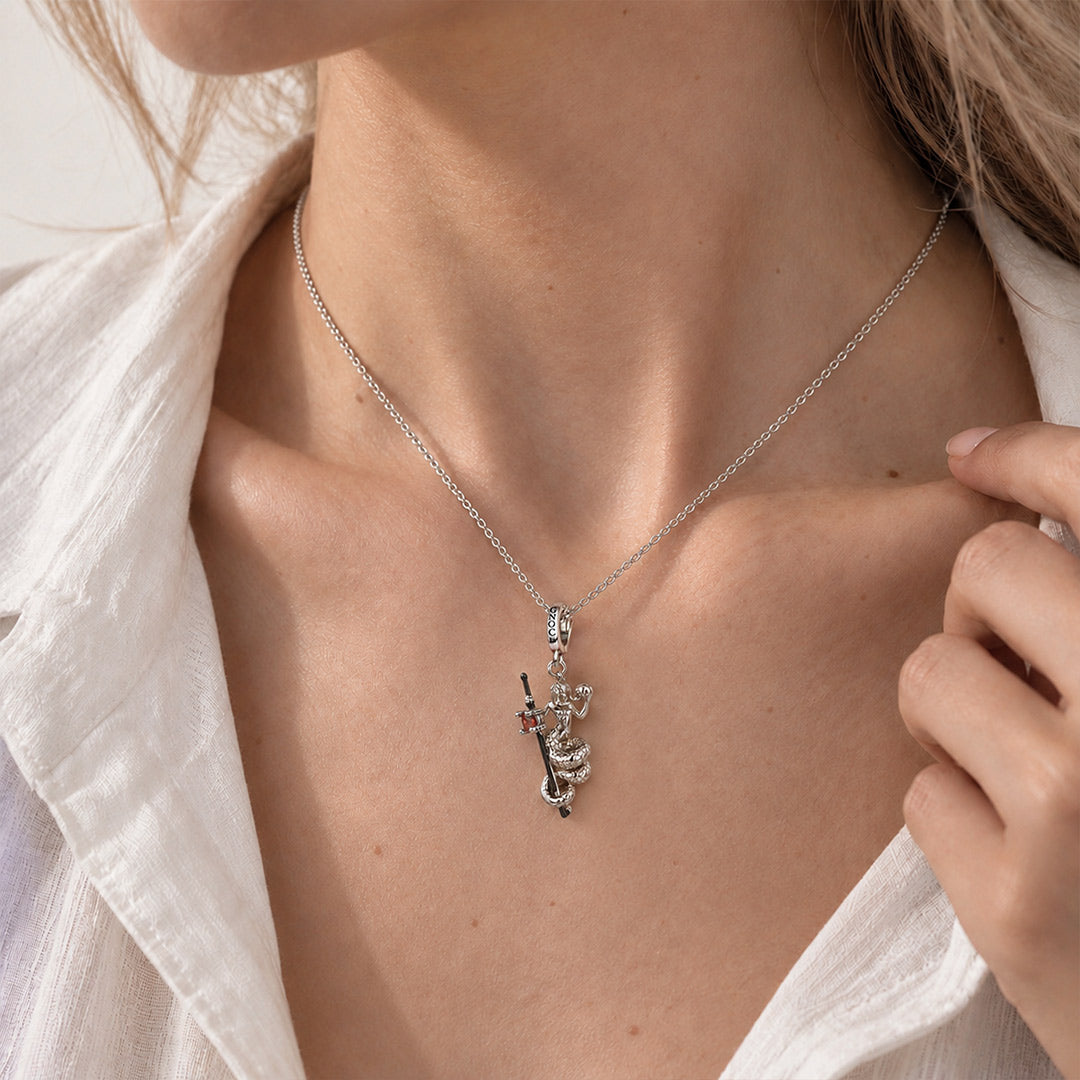 Gnoce Halloween Medusa Skull Dark Clasp Dangle Charm Platinum-plated Silver Blend_4
