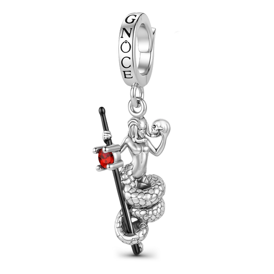 Gnoce Halloween Medusa Skull Dark Clasp Dangle Charm Platinum-plated Silver Blend_1