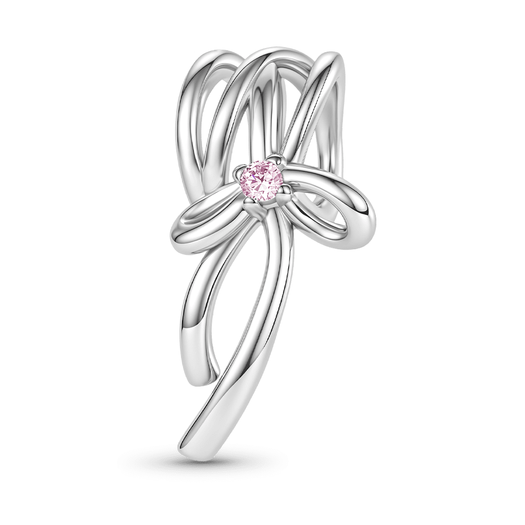 Gnoce Ribbon Bow Bead Platinum-plated Silver Blend_1