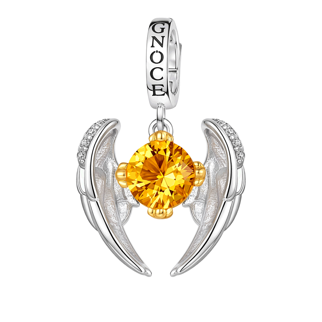 Gnoce Movable Wings Clasp Dangle Charm Platinum-plated Silver Blend_1