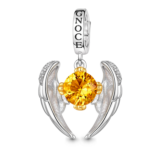 Gnoce Movable Wings Clasp Dangle Charm Platinum-plated Silver Blend_2
