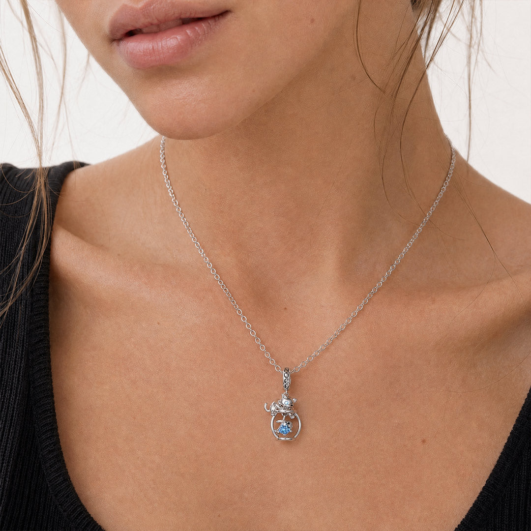 Gnoce Cat Catching Fishbowl Dangle Charm Platinum-plated Silver Blend_4