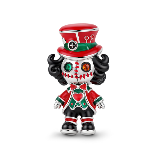 Gnoce Halloween Evil Magician Doll Bead Charm Platinum‑plated Silver Blend_1