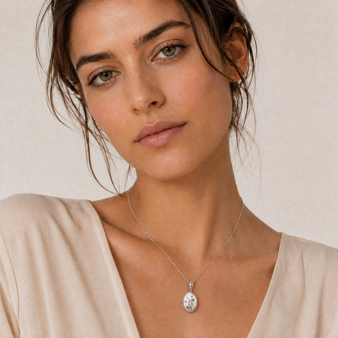 Gnoce Unbroken Bamboo Personalised Clasp Dangle Charm Platinum-plated Silver Blend_6