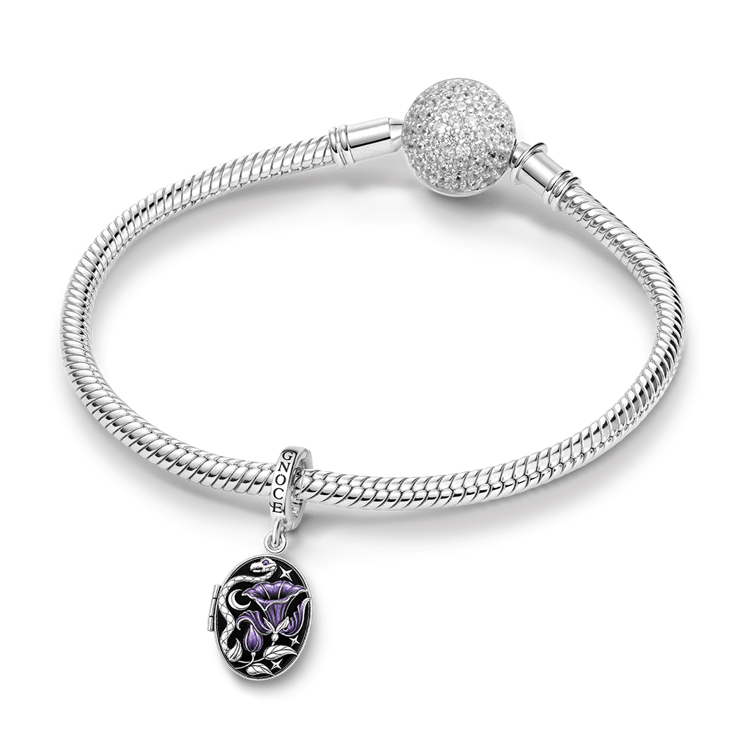 Gnoce Glow-in-the-dark Temptress Datura Personalised Locket Clasp Dangle Charm Platinum-plated Silver Blend_5