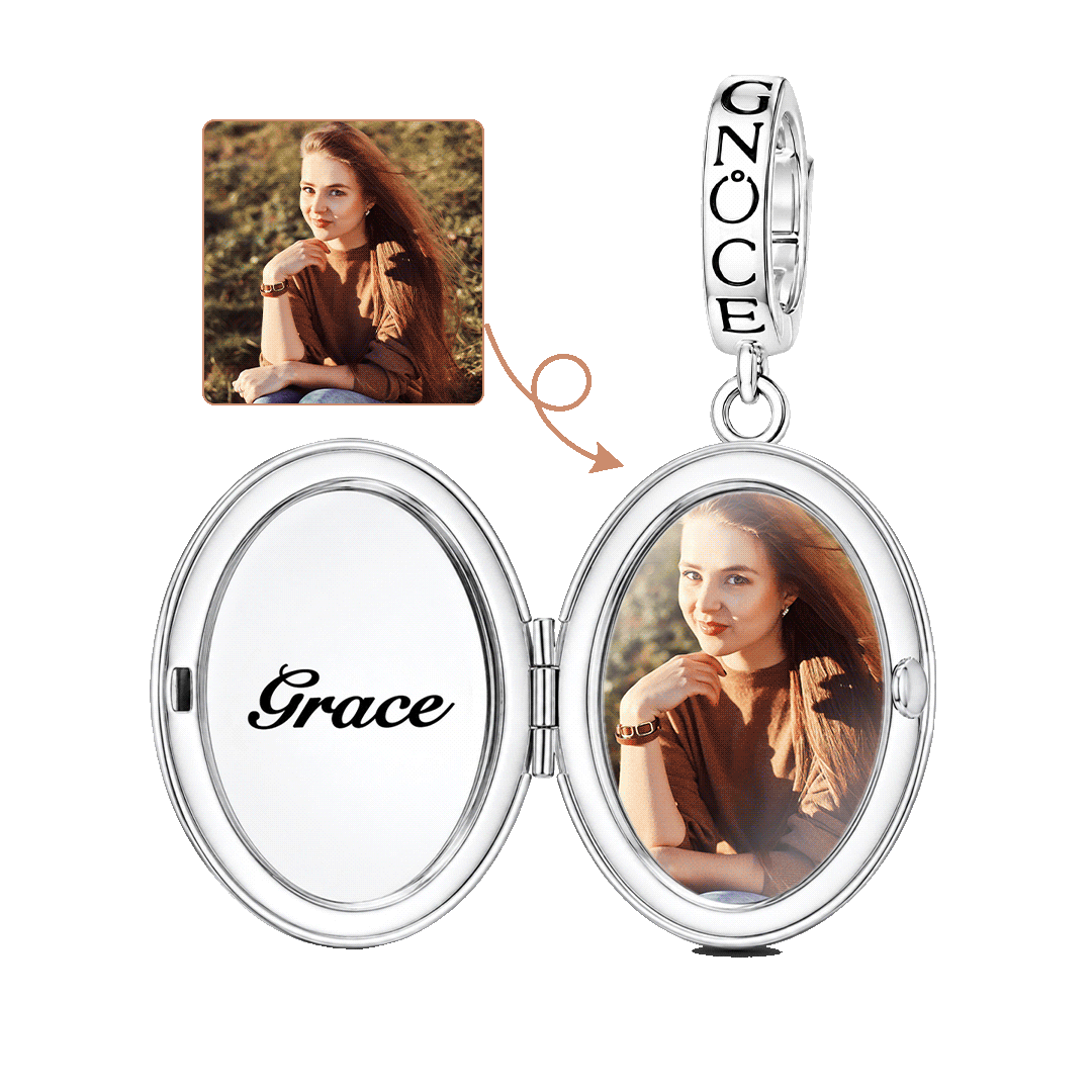 Gnoce Glow-in-the-dark Temptress Datura Personalised Locket Clasp Dangle Charm Platinum-plated Silver Blend_3