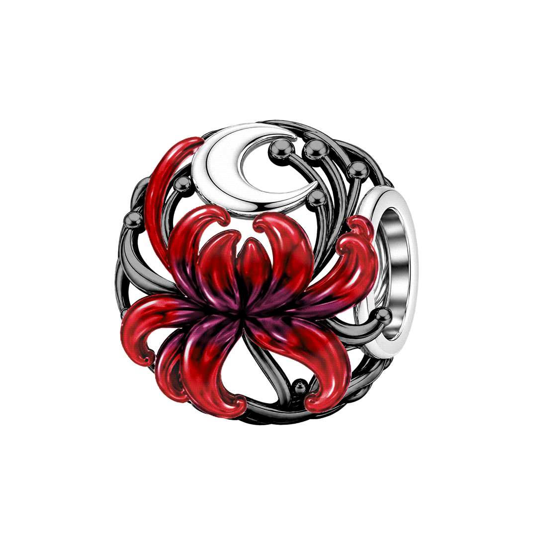 Gnoce Glow-in-the-dark Forbidden Red Spider Lily Bead Platinum-plated Silver Blend_1