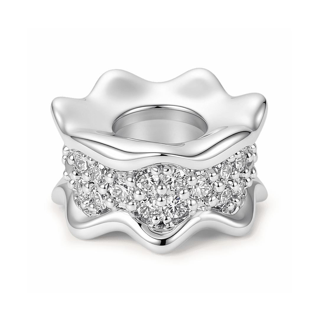 Gnoce "Daily Chic" Stopper Bead with White Crystal Stones 925 Sterling Silver_4