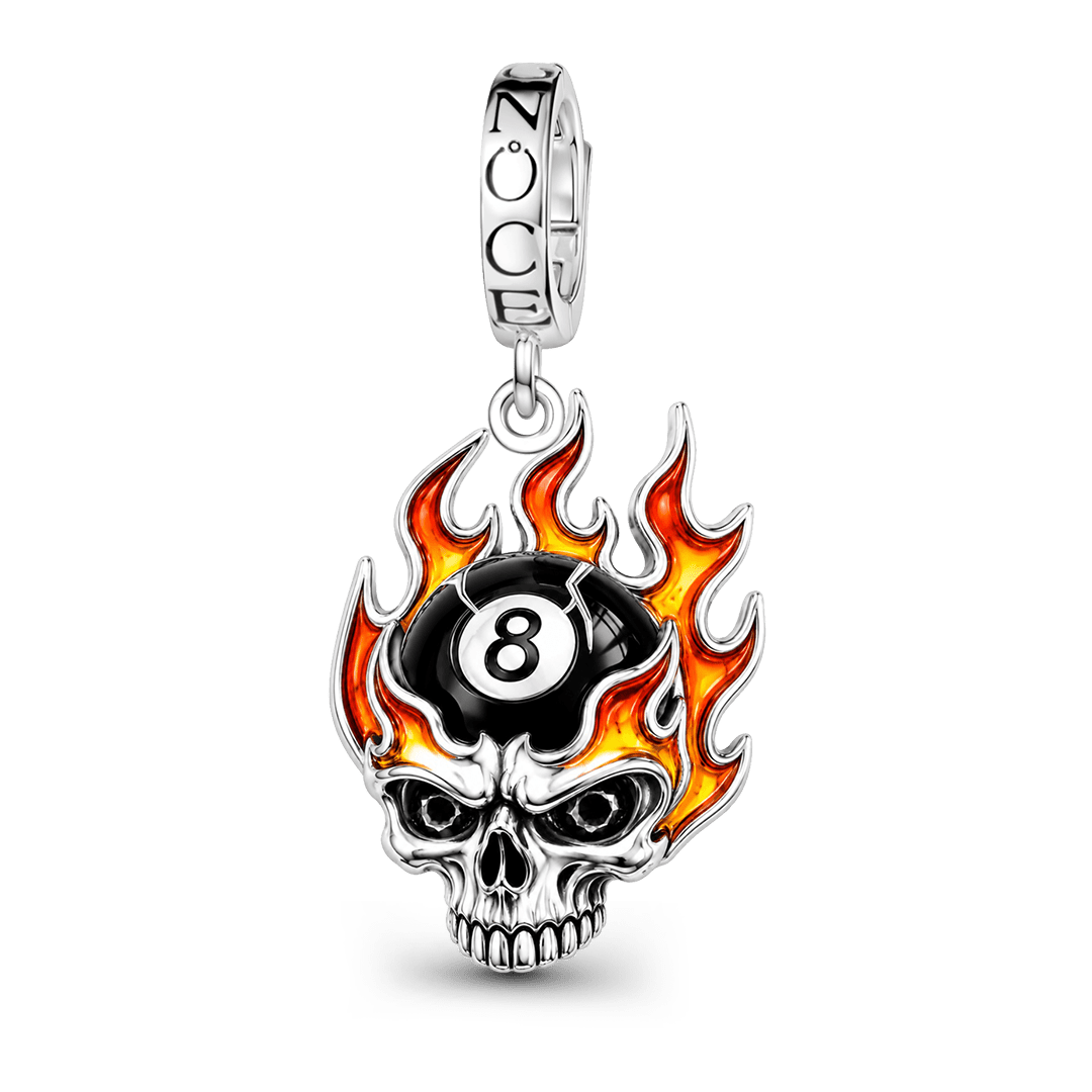 Gnoce Punk Halloween Flame Billiard Skull Clasp Dangle Charm Glow-in-the-dark Black Gold-plated Silver Blend_2