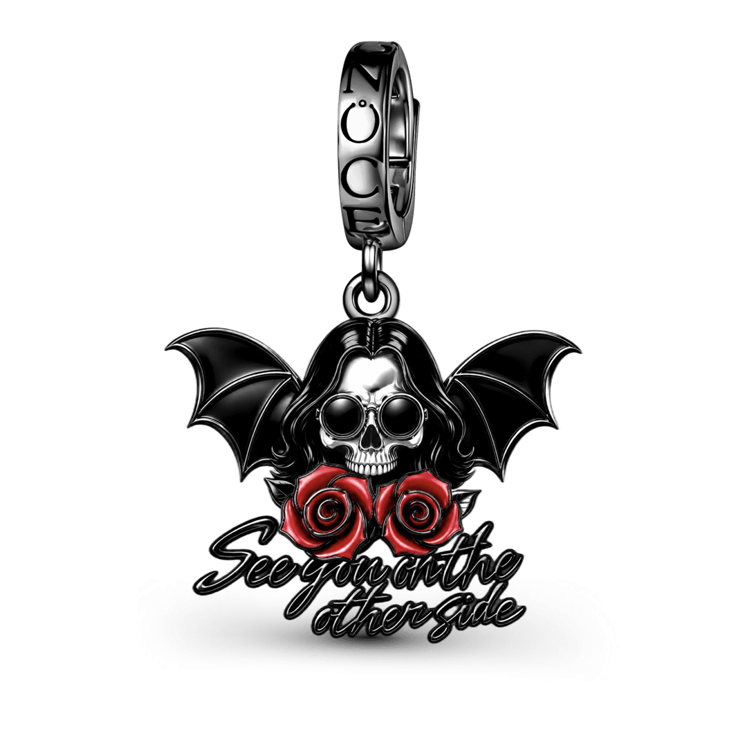 Gnoce Punk Halloween Variant Skull Clasp Dangle Charm Black Gold-plated Silver Blend_1