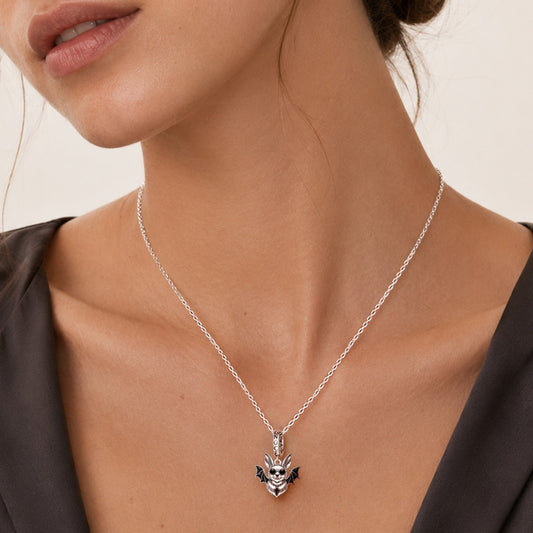Gnoce Punk Halloween Variant Bat Clasp Dangle Charm Platinum-plated Silver Blend_2