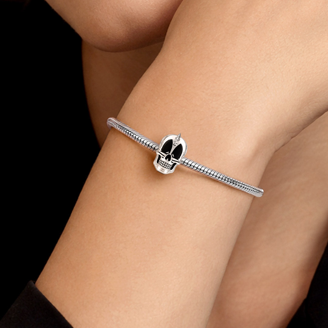 Gnoce Halloween Punk Skull Bead Glow-in-the-dark Platinum-plated Silver Blend_3