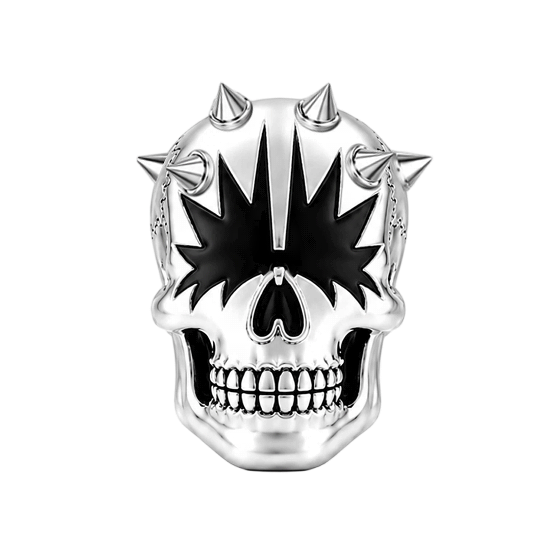 Gnoce Punk Series Spiky Star Eyed Spiked Skull Bead Glow-in-the-dark Halloween Platinum-plated Silver Blend_1