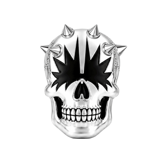 Gnoce Punk Series Spiky Star Eyed Spiked Skull Bead Glow-in-the-dark Halloween Platinum-plated Silver Blend_1