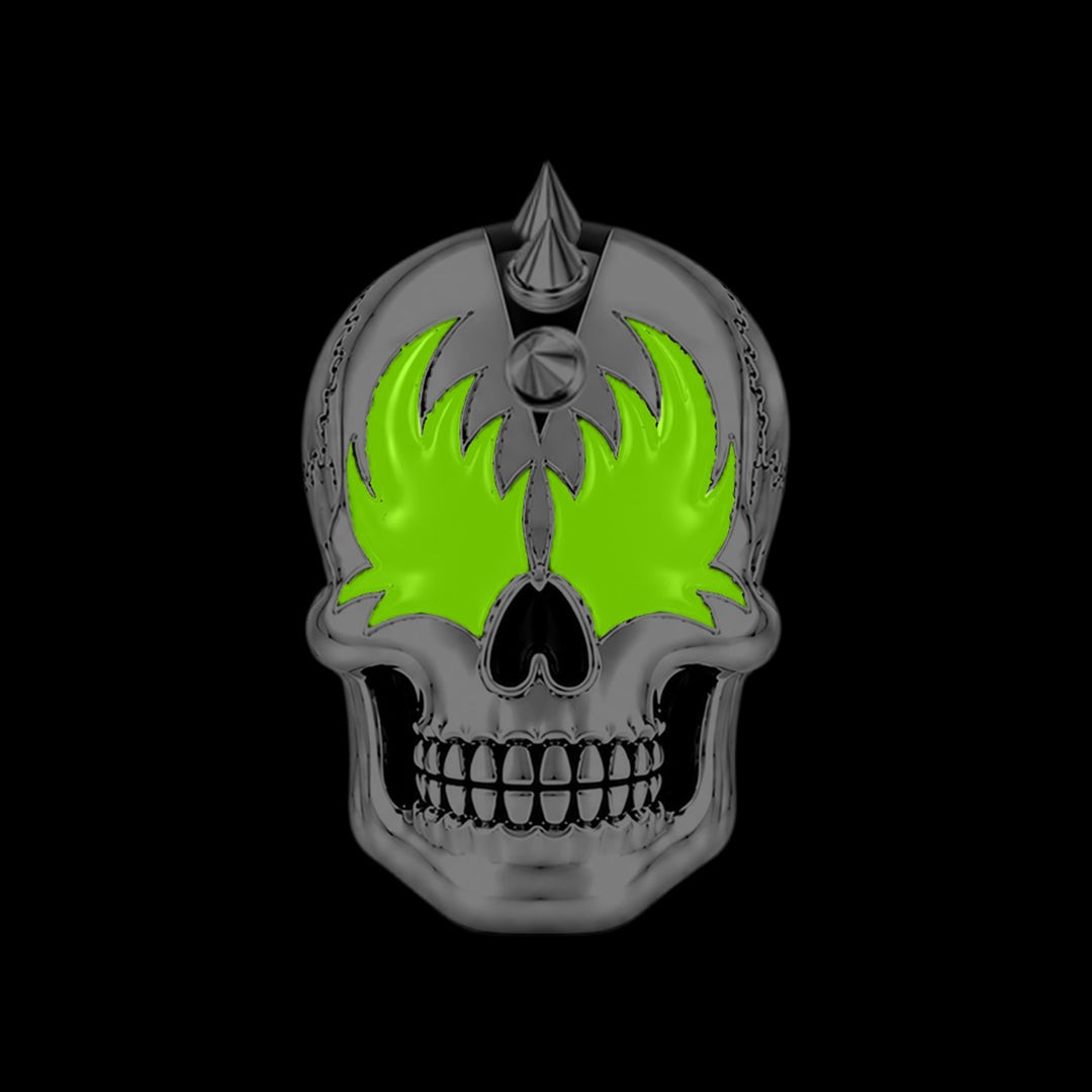 Gnoce Halloween Punk Flame Eyed Spiked Skull Bead Glow-in-the-dark Platinum-plated Silver Blend_2