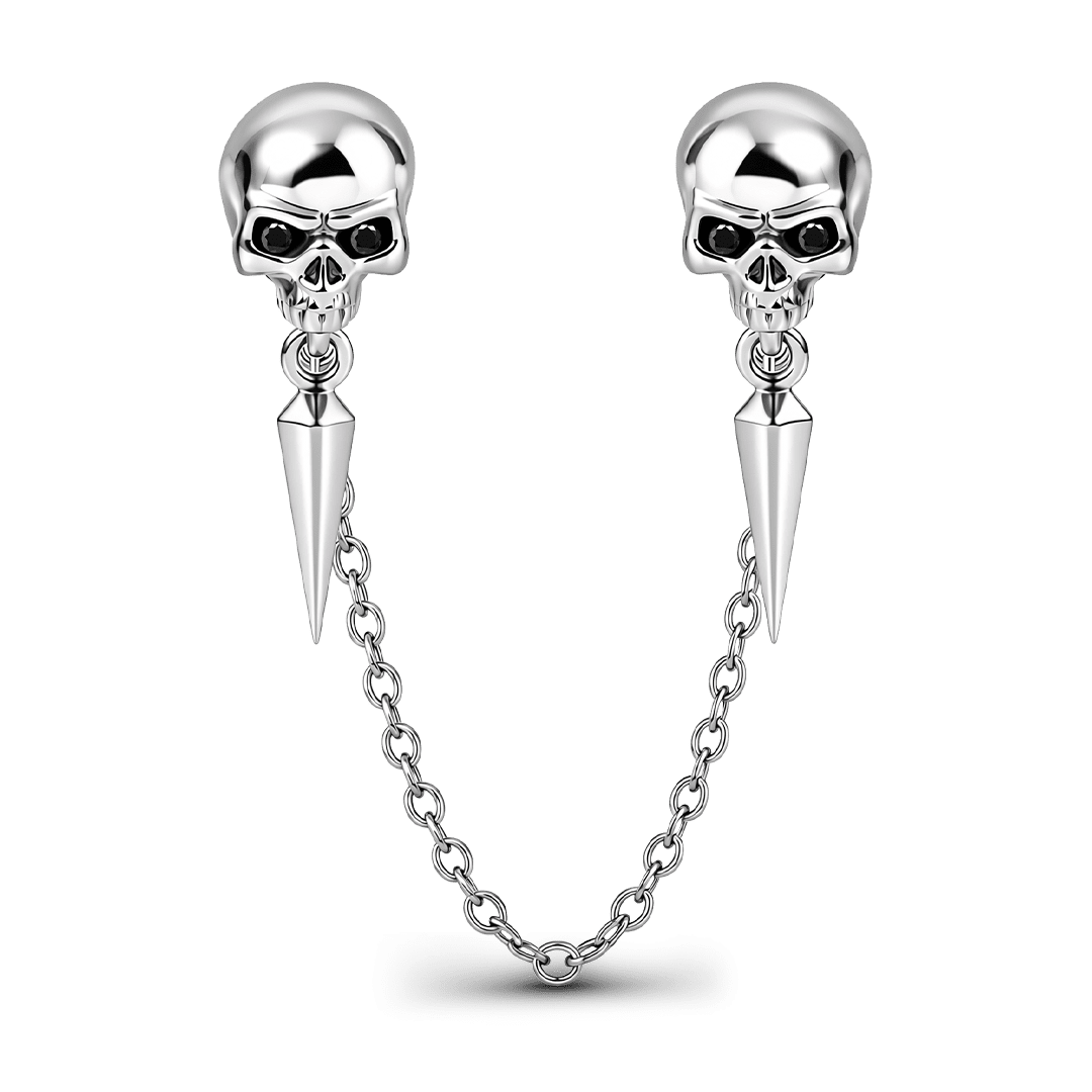 Gnoce Halloween Punk Series Silver Skull Safety Chain Platinum-plated Silver Blend_1