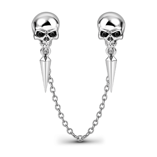 Gnoce Halloween Punk Series Silver Skull Safety Chain Platinum-plated Silver Blend_1