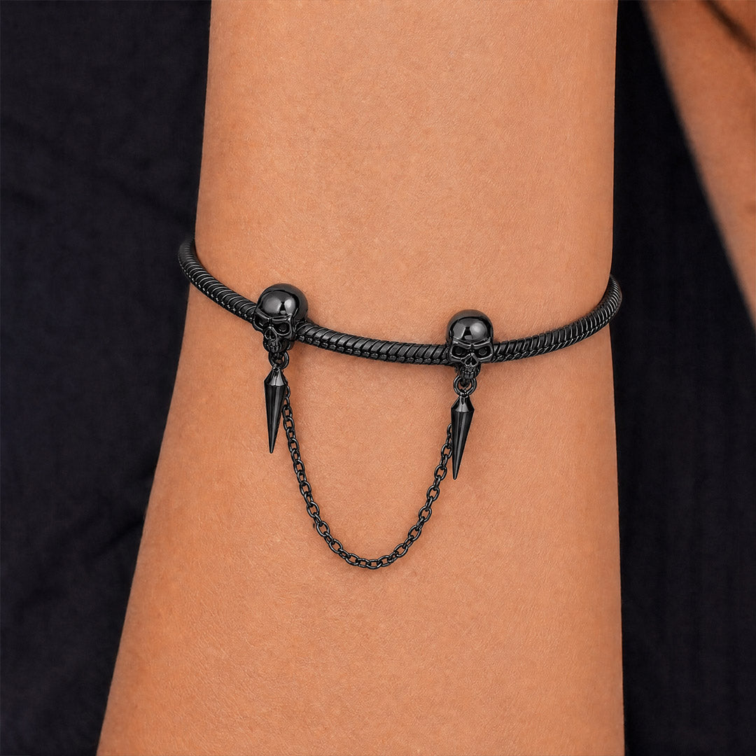 Gnoce Halloween Punk Series Black Skull Safety Chain Black Gold-plated Silver Blend_2