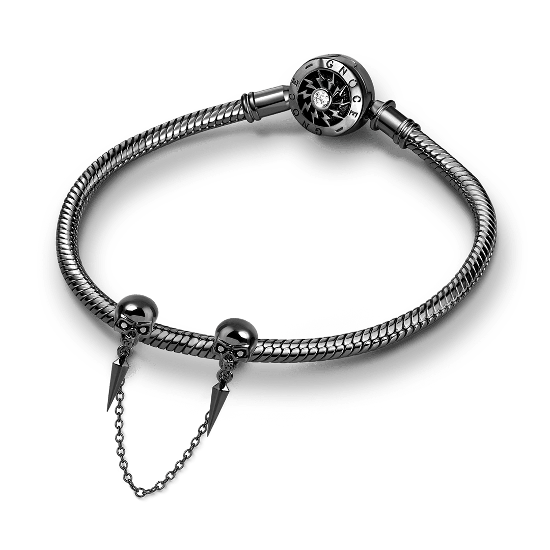 Gnoce Halloween Punk Series Black Skull Safety Chain Black Gold-plated Silver Blend_3