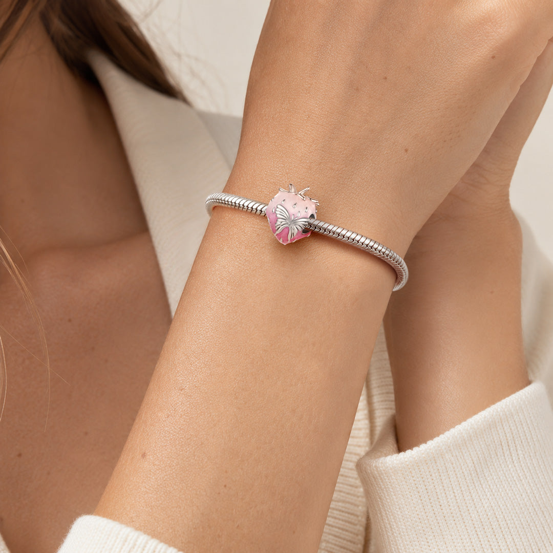 Gnoce Gradient Pink Strawberry Butterfly Charm_3