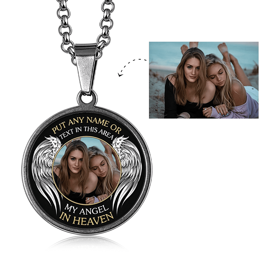 Personalized Memorial Photo Engraved Necklace Copper with Platinum Plated Silver_1