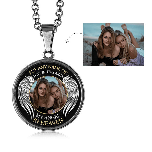 Personalized Memorial Photo Engraved Necklace Copper with Platinum Plated Silver_1