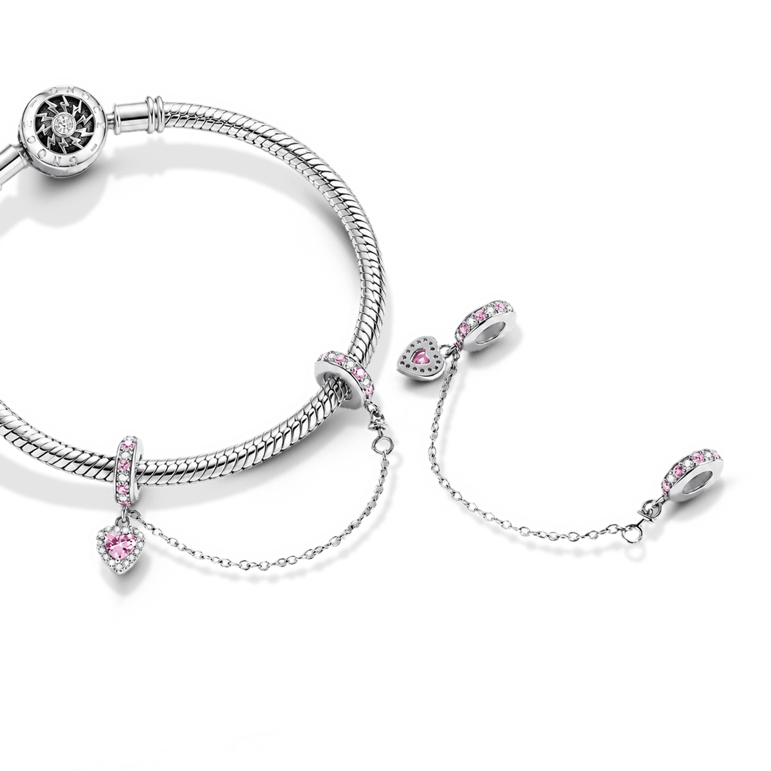 Gnoce Pink Heart Pattern Safety Chain Charm_5