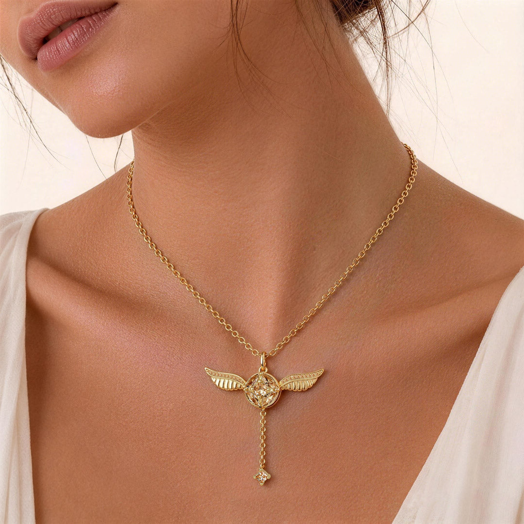 Gnoce Harry Potter Movable Wings Golden Snitch Necklace_3