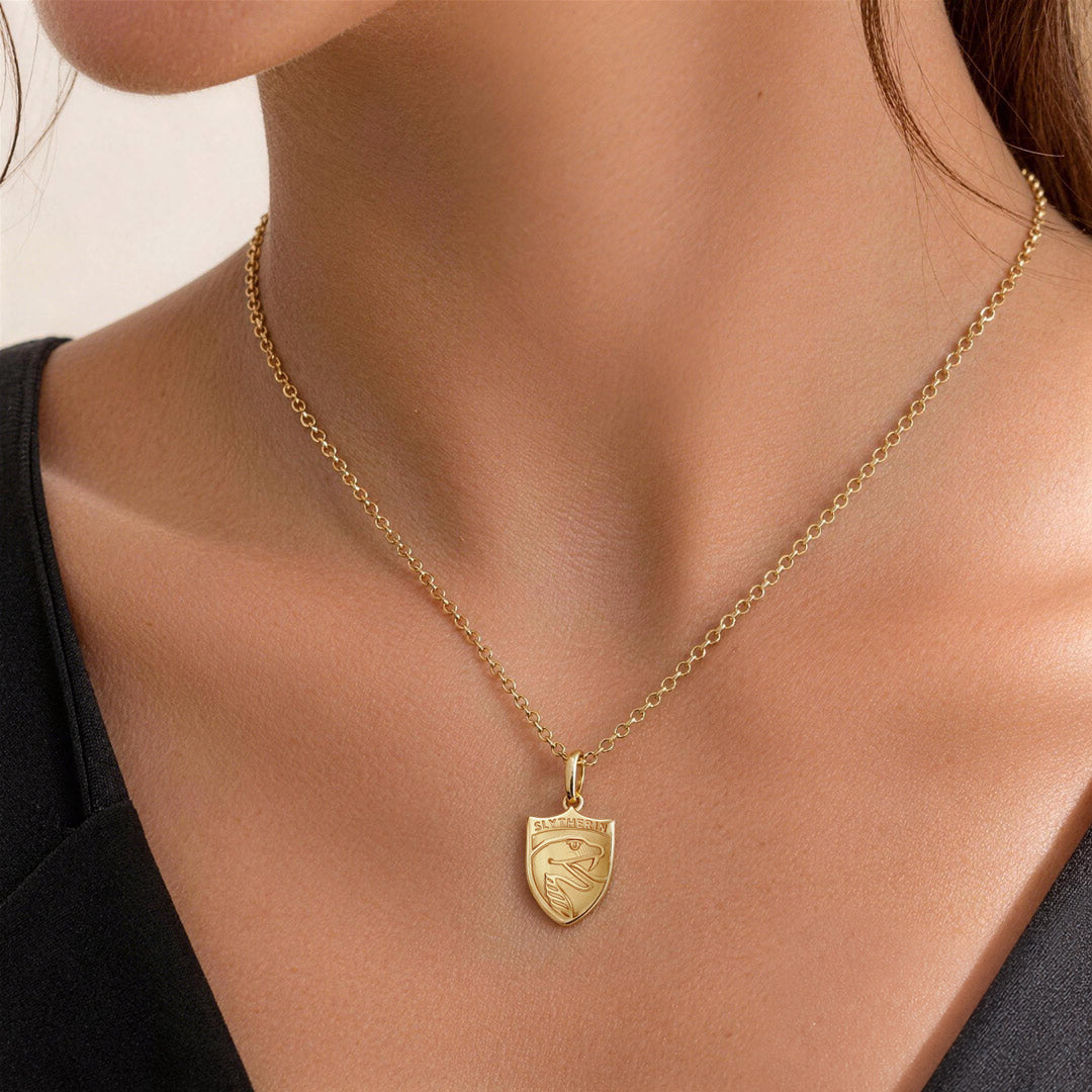 Gnoce Harry Potter Slytherin House Crest Serpent Gold‑Tone Pendant Necklace_2