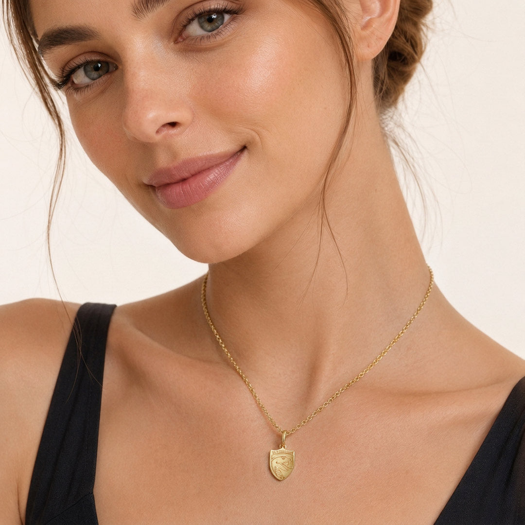 Gnoce Harry Potter Slytherin House Crest Serpent Gold‑Tone Pendant Necklace_3