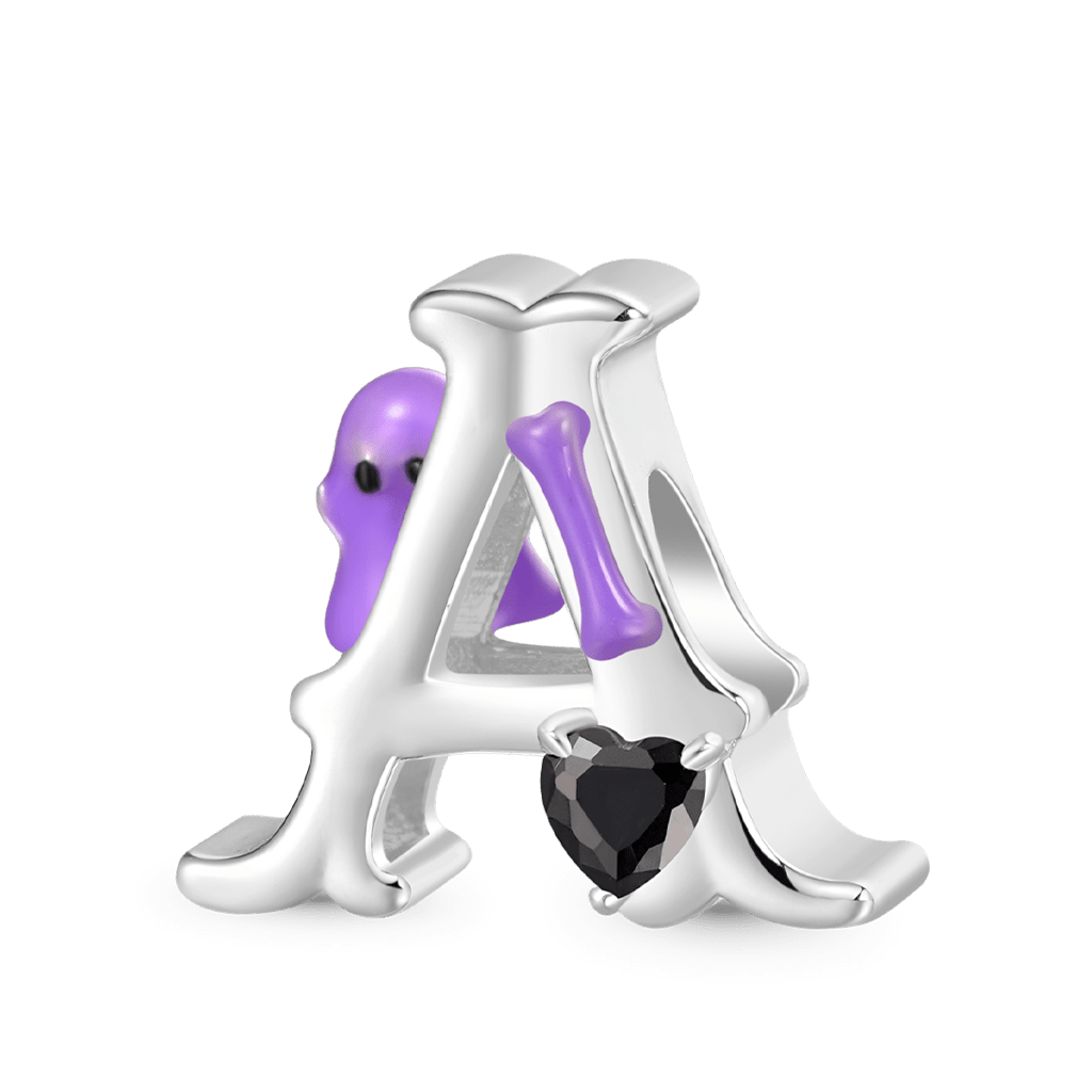 Gnoce Simple Initial Letters Charm Platinum-plated Silver Blend_1