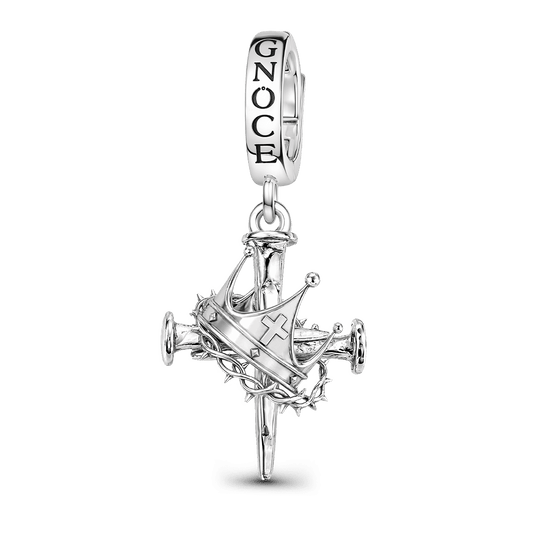 Gnoce Religious Series Crown Cross Clasp Dangle Charm Platinum-plated Silver Blend_1