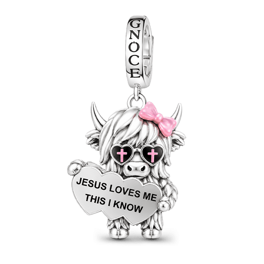 Gnoce Religious Series Highland Cow Clasp Dangle Charm Platinum-plated Silver Blend_1