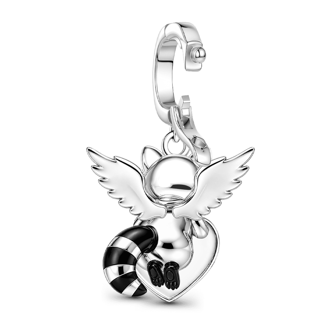 Gnoce Religious Series Winged Raccoon Clasp Dangle Charm Platinum-plated Silver Blend_6